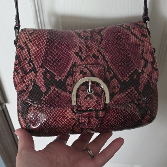 Coach Handbags - Coach Soho Python Embossed Crossbody/Shoulder Bag in Burgundy Leather